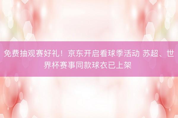 免费抽观赛好礼！京东开启看球季活动 苏超、世界杯赛事同款球衣已上架 