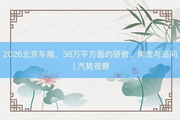 2026北京车展,38万平方面的骄傲、焦虑与追问 | 汽势观察