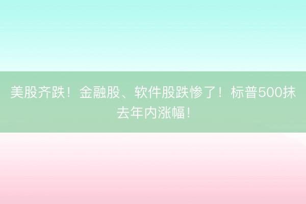 美股齐跌！金融股、软件股跌惨了！标普500抹去年内涨幅！