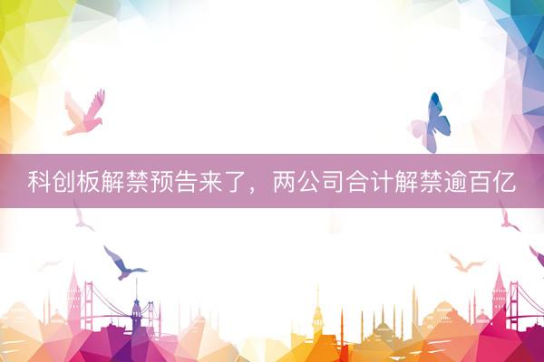 科创板解禁预告来了，两公司合计解禁逾百亿