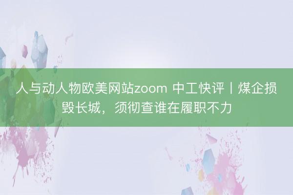 人与动人物欧美网站zoom 中工快评丨煤企损毁长城，须彻查谁在履职不力