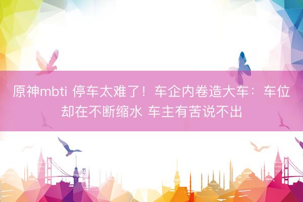 原神mbti 停车太难了！车企内卷造大车：车位却在不断缩水 车主有苦说不出