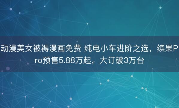 动漫美女被褥漫画免费 纯电小车进阶之选，缤果Pro预售5.88万起，大订破3万台