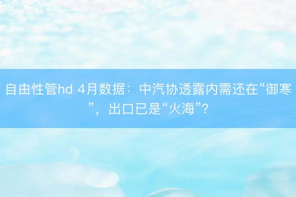 自由性管hd 4月数据：中汽协透露内需还在“御寒”，出口已是“火海”？