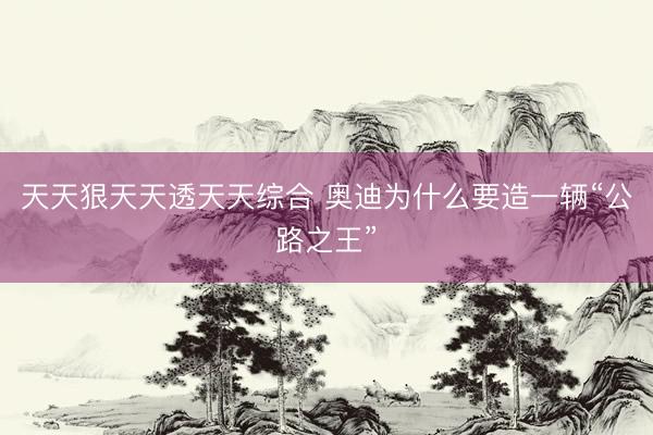 天天狠天天透天天综合 奥迪为什么要造一辆“公路之王”