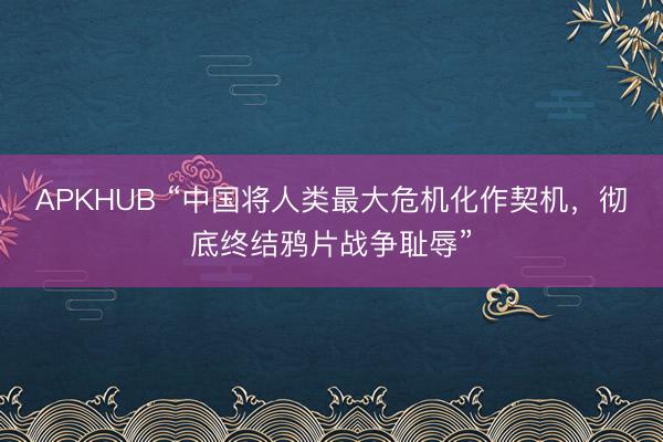 APKHUB “中国将人类最大危机化作契机，彻底终结鸦片战争耻辱”