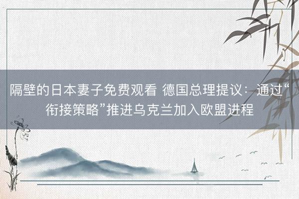 隔壁的日本妻子免费观看 德国总理提议：通过“衔接策略”推进乌克兰加入欧盟进程