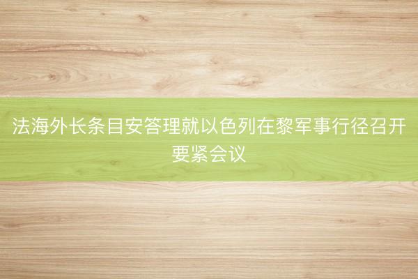 法海外长条目安答理就以色列在黎军事行径召开要紧会议