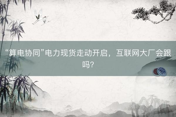 “算电协同”电力现货走动开启，互联网大厂会跟吗？