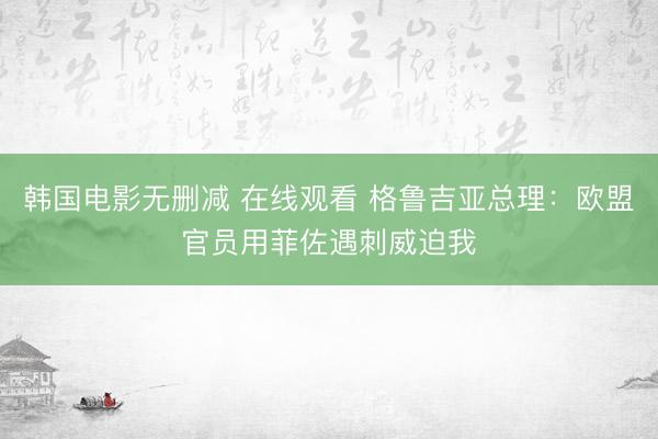 韩国电影无删减 在线观看 格鲁吉亚总理：欧盟官员用菲佐遇刺威迫我