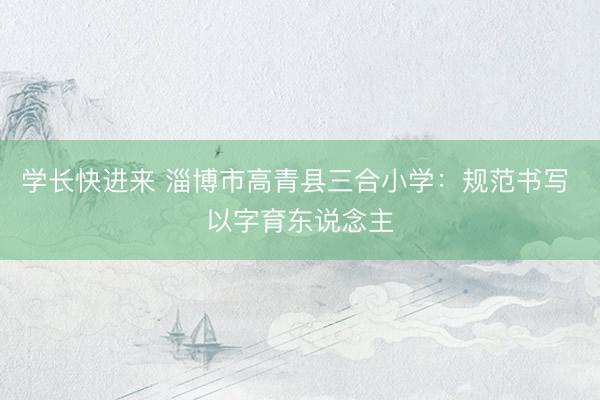 学长快进来 淄博市高青县三合小学：规范书写 以字育东说念主