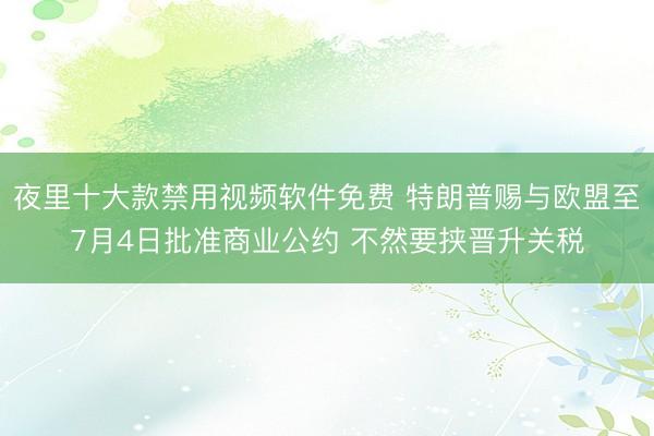 夜里十大款禁用视频软件免费 特朗普赐与欧盟至7月4日批准商业公约 不然要挟晋升关税