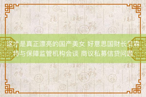 这才是真正漂亮的国产美女 好意思国财长贝森特与保障监管机构会谈 商议私募信贷问题