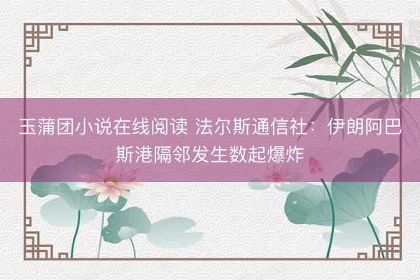 玉蒲团小说在线阅读 法尔斯通信社：伊朗阿巴斯港隔邻发生数起爆炸