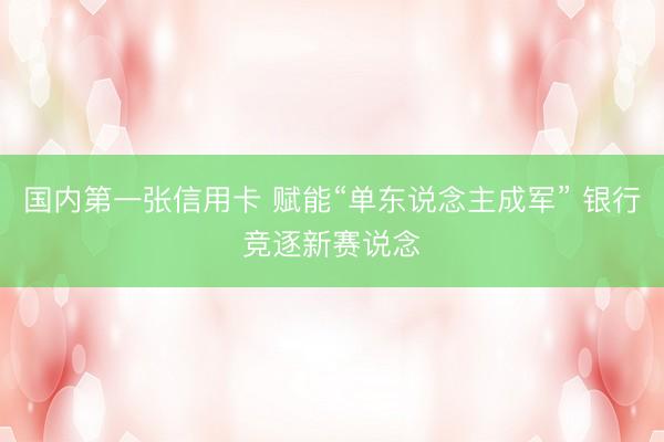 国内第一张信用卡 赋能“单东说念主成军” 银行竞逐新赛说念