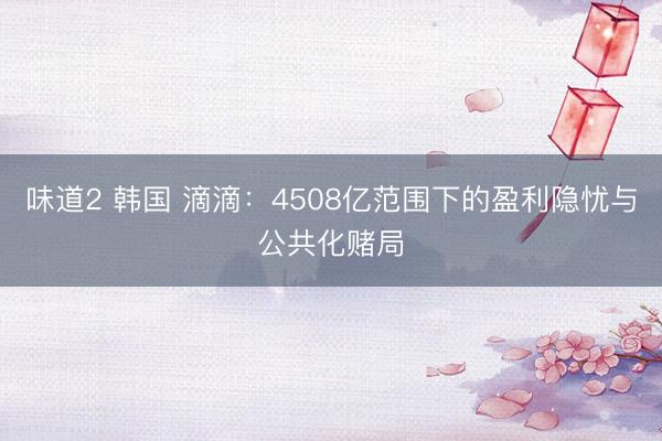 味道2 韩国 滴滴：4508亿范围下的盈利隐忧与公共化赌局