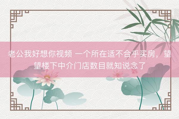 老公我好想你视频 一个所在适不合乎买房，望望楼下中介门店数目就知说念了