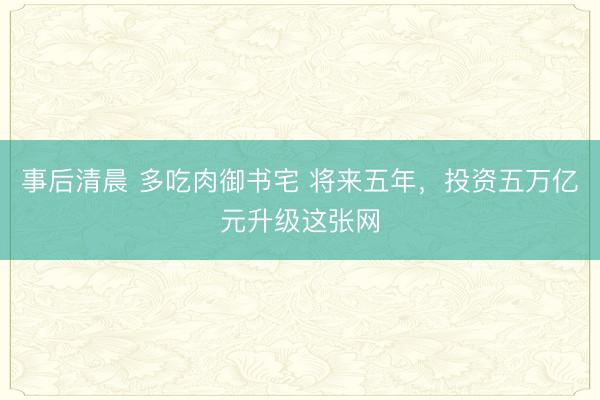 事后清晨 多吃肉御书宅 将来五年，投资五万亿元升级这张网