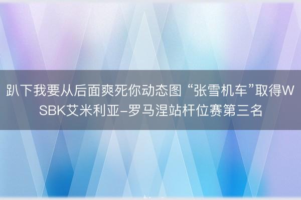 趴下我要从后面爽死你动态图 “张雪机车”取得WSBK艾米利亚-罗马涅站杆位赛第三名