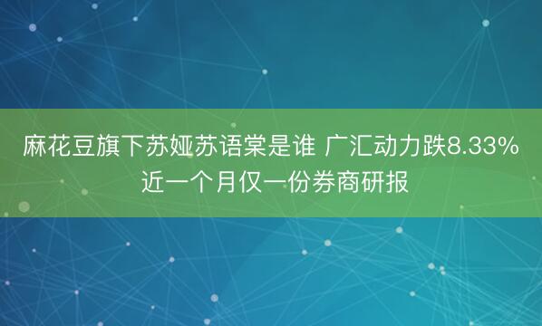 麻花豆旗下苏娅苏语棠是谁 广汇动力跌8.33% 近一个月仅一份券商研报