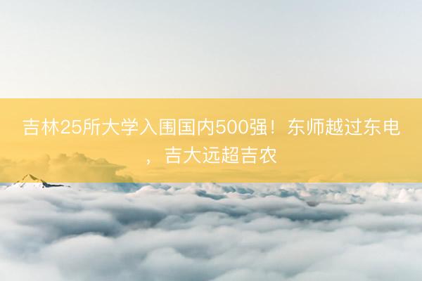 吉林25所大学入围国内500强！东师越过东电，吉大远超吉农