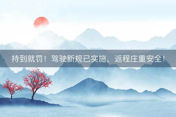 持到就罚！驾驶新规已实施，返程庄重安全！
